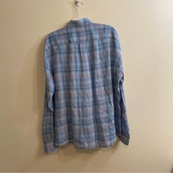 Peter Millar Summer Sky Crystal Beach Linen Sport Shirt Button Down Mens Large - Picture 8 of 16
